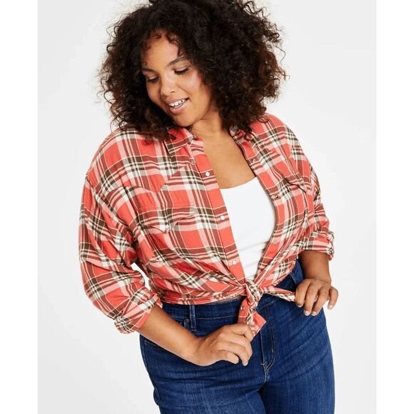 Levi's Women's Plus Size Dylan Relaxed Western Shirt - Burnt Sienna 2X - Picture 1 of 7